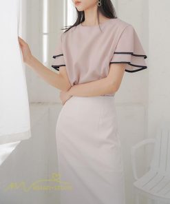 tシャツ・カットソー | トップス Tシャツ レディース 半袖 クルーネック ゆったり おしゃれ ブラウス 着痩せ 春 夏 秋 新作 L M 可愛い スカラップ袖 カジュアルTシャツ 無地