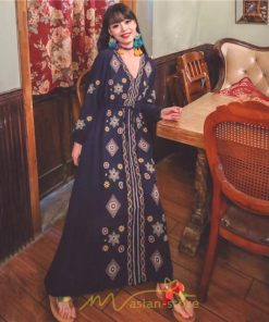 マキシ | ワンピース 長袖 レディース ロング丈 マキシ丈 綿麻 コットン リネン Aライン ゆったり 体型カバー 大人 可愛い 海外旅行 秋 夏 エスニック ナチュラル 春