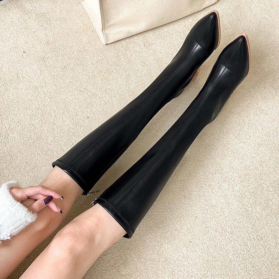 ニーハイブーツ | ロングブーツ レディース 太ヒール