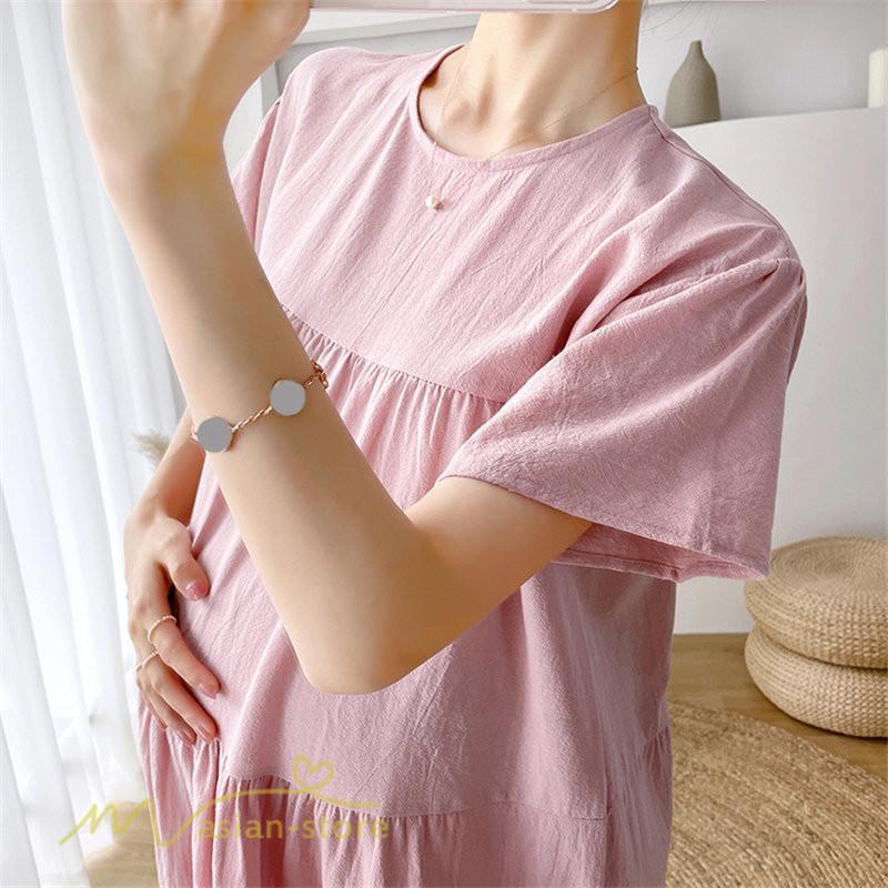 ワンピース | マタニティレディース 着痩せ 無地 ゆる上品 半袖 大きいサイズ 韓国風 Aライン マタニティウェア サマー妊婦服