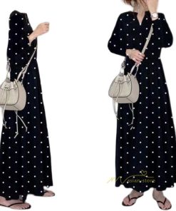 マキシ | ワンピース ロングワンピース レディース 春 秋 ドット柄 マキシワンピース 長袖 Aラインワンピ カジュアル 韓国ファッション きれいめ Vネック 2022