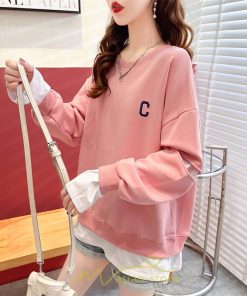 パーカー | トレーナー Tシャツ ロングT レディース 長袖 重ね着風 秋 冬 プルオーバー 可愛い オーバーサイズ ビッグシルエット 韓国ファッション 大きいサイズ