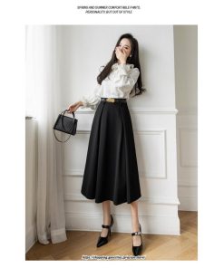 スカート | フレアロングロング丈 ミモレ丈 Aラインベルト付き 通勤 20代 30代 40代 50代 上品 コーデ 着痩せ 高見え 送料無料