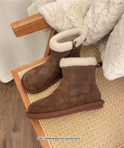 ブーツ | ムートンレディース ショートムートン 靴 防寒 冬物 フラットヒール 痛くない 防滑 ふわふわ もこもこ 履きやすい 歩きやすい 暖かい