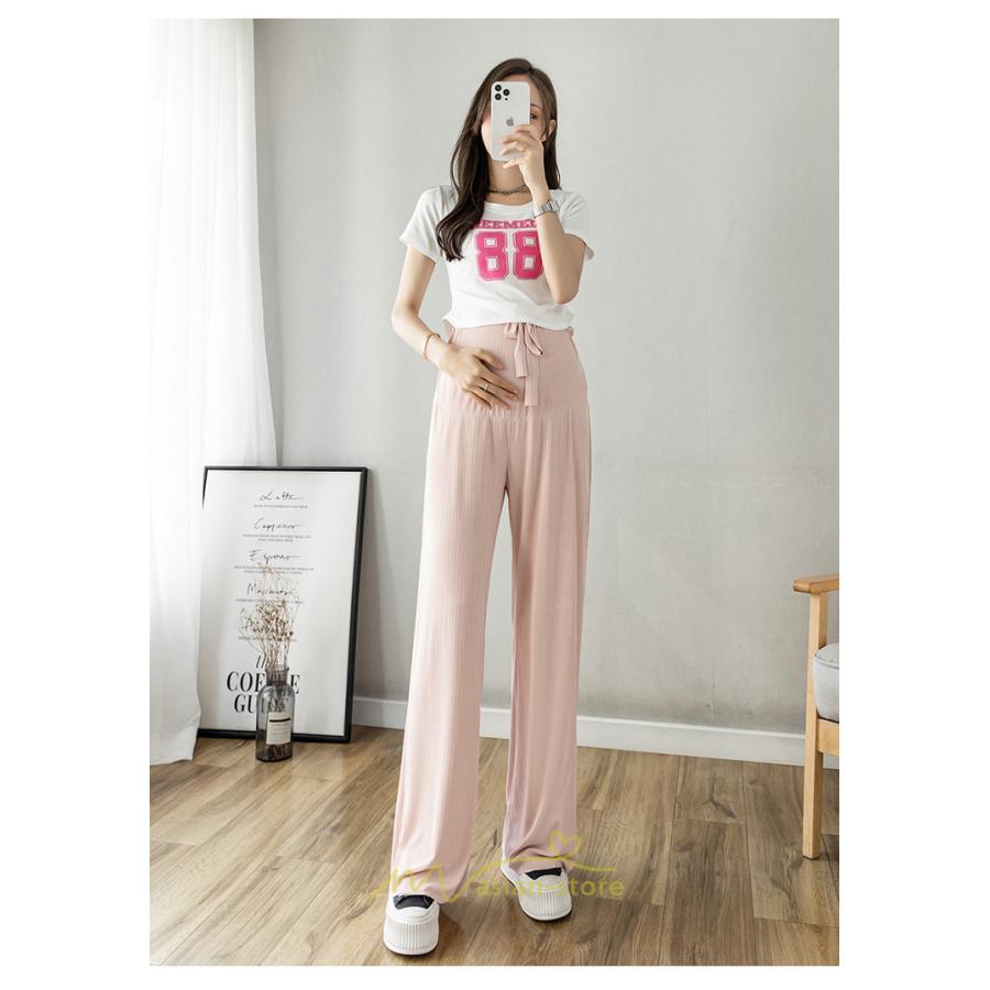 パンツ レギンス | 夏マタニティパンツ ワイドパンツ 涼感 ひんやり ウエストゴム 産前産後 妊婦 妊娠 無地 お腹包む 柔らか 夏パンツ 落ち感 マタニティ ママ ゆったり