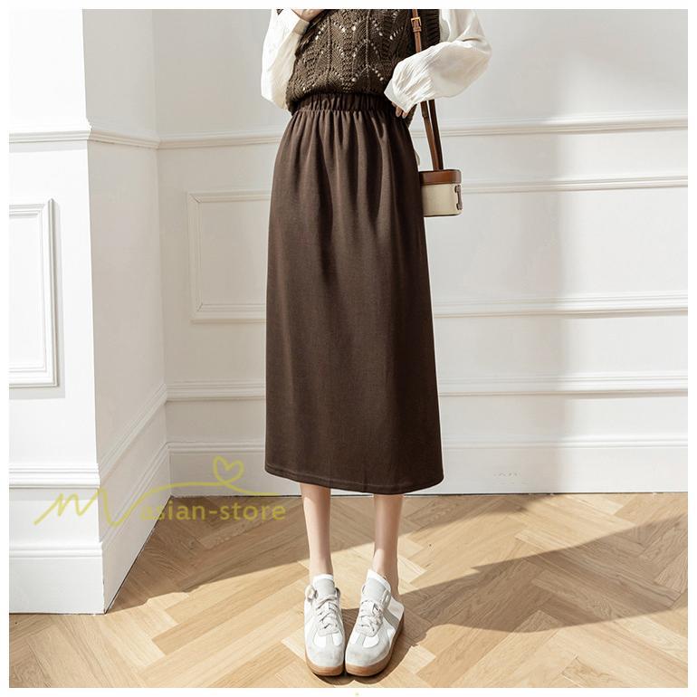 スカート | レディース 無地 カジュアル ひざ下丈 きれいめ 秋冬コーデ エレガント 通勤 通学 20代 Aライン40代 30代 ウエストゴム 50代 ゆったり