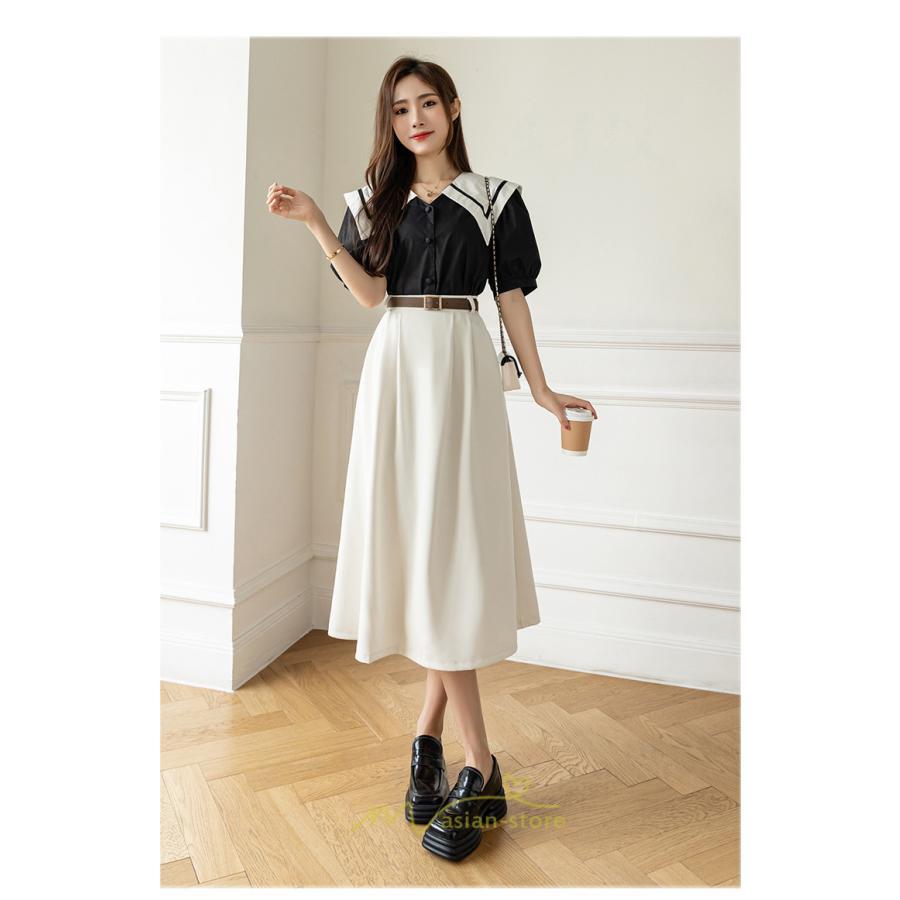 スカート | Aラインミモレ丈 裏地付き ボトムス 春 夏 黒 ベージュ カーキ おしゃれ お呼ばれ ファッション 女子会 カジュアル 無地 デート