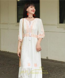 マキシ | ワンピース きれいめ レディース 夏 秋 ロング 上品 大人 七分袖 お出かけ 高見え 赤 白 黄色 上質 20代 50代 40代 ゆったり リゾート 30代 旅行 体型隠し