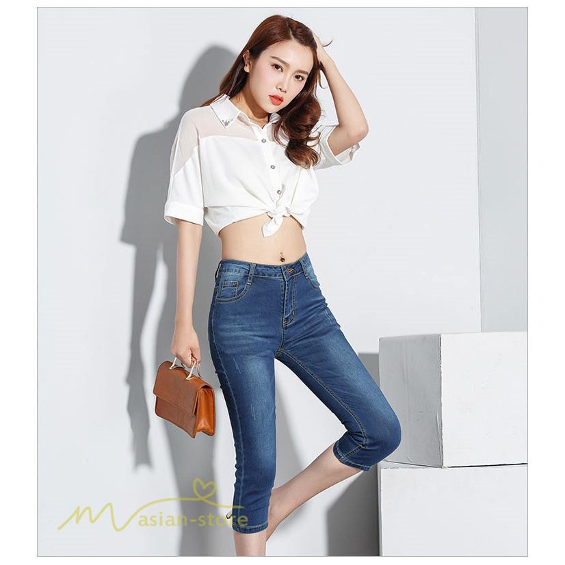 ジーンズ、デニム | パンツ デニム ジーンズ 7分丈 着痩せ レディース 無地 新作 ハイウエスト スキニーパンツ 着回し きれいめ 通勤通学 美脚 アウトドア お出かけ ポケット 定番