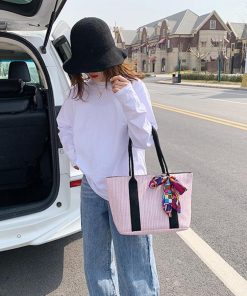 ハンドバッグ | 草編みバッグ リボン スカーフ付き かごバッグ 手提げバッグ レディース ストローバッグ 大容量 トートバッグ ハンドバッグ