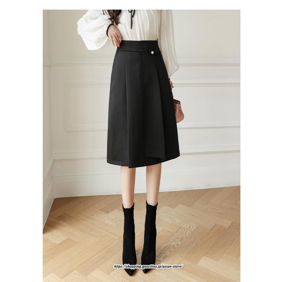 スカート | ミモレ丈ひざ丈レディース 無地 きれいめ 30代 40代 50代 着やせ 上品 通勤 通学 ラシャ 通勤 キレイめ 2022新作 暖か 秋冬