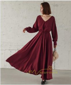 マキシ | 長袖ワンピース 秋物 レディース フレアワンピース ロングワンピース Aラインワンピース 30代40代 大人 揺れる ダンス 二次会 発表会 50代60代 お出かけ