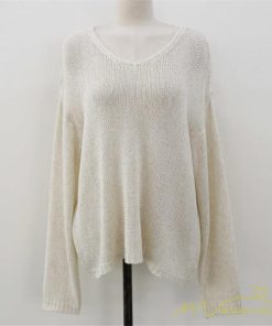 ニット・セーター | ニット サマーニット レディース トップス カットソー ニットソー Vネック 透かし編み 長袖 クルーネック Tシャツ ゆる 薄手 Tシャツ カジュアル リラックス