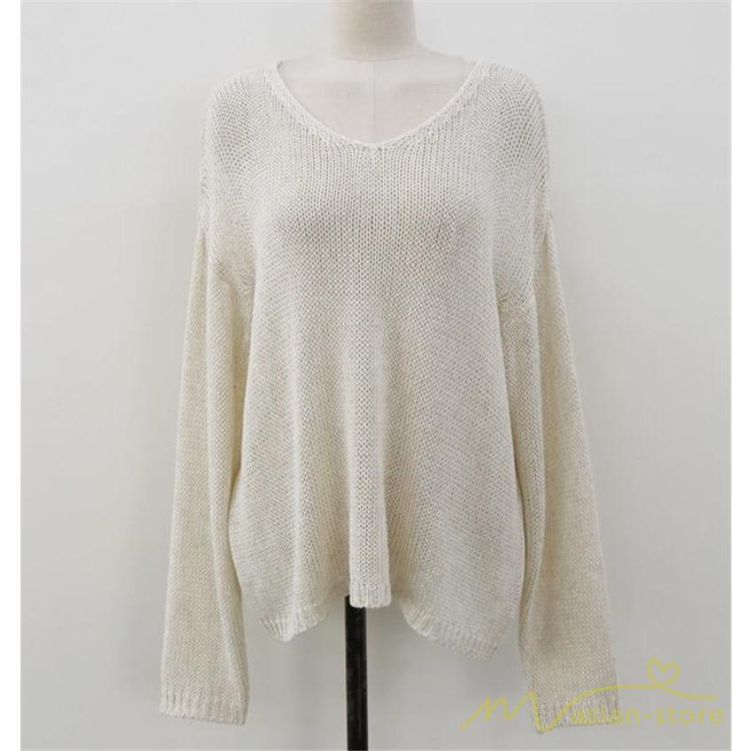 ニット・セーター | ニット サマーニット レディース トップス カットソー ニットソー Vネック 透かし編み 長袖 クルーネック Tシャツ ゆる 薄手 Tシャツ カジュアル リラックス