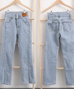 デニム | ハイウエスト デニムパンツ スリット韓国