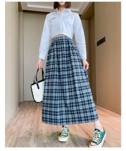 スカート | チェックロングウエストゴム チェック柄 大人 ハイウエスト Aライン30代40代50代 通学通勤 可愛い スカート ゆったり