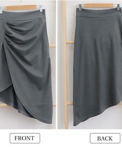 タイトスカート | ウールライク ギャザースカート 不規則裾