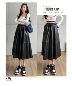 スカート | フレア革レザーボトムス ロングフレアAライン 秋冬 レディース ボトムス 通勤 大人気 キレイめ 着痩せ