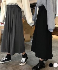 ロングスカート | Aライン フレアスカート黒