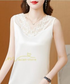 キャミソール タンクトップ | トップス タンクトップ レディース ノースリーブ Vネック Vネックタンク 20代30代40代50代 ママ 母 インナー カジュアル お出かけ カシュクール レース付き