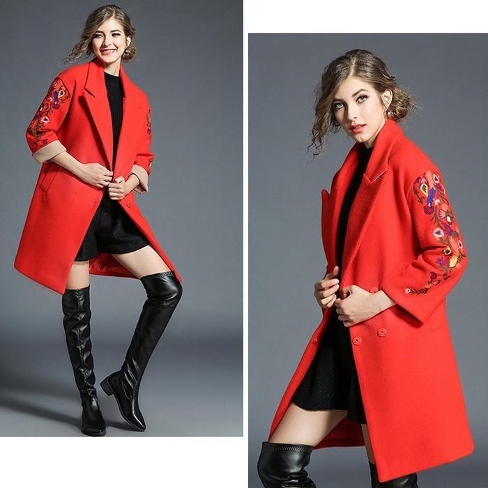 チェスターコート | コート レディースコート アウター ロング丈 刺繍 ロングコート 花柄 ゆったり 大人 上品 オフィス 通勤 長袖 お洒落 大きいサイズ