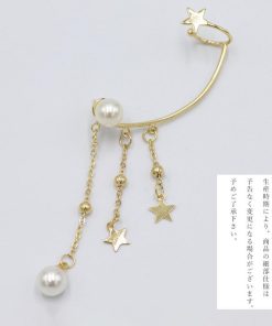 その他アクセサリー | イヤーカフピアス ロング イヤークリップ パール イヤーカフ レディース アシンメトリー 星モチーフ チェーンピアス