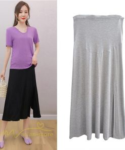 スカート | マタニティ スカートプリーツマタニティロング丈 ミモレ丈 裾口スリット 春 夏 マタニティウェア ウエスト調整 無地 産前産後 着痩せ 上品