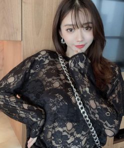 透かし編みトップス | シースルーレーストップス 花柄 春