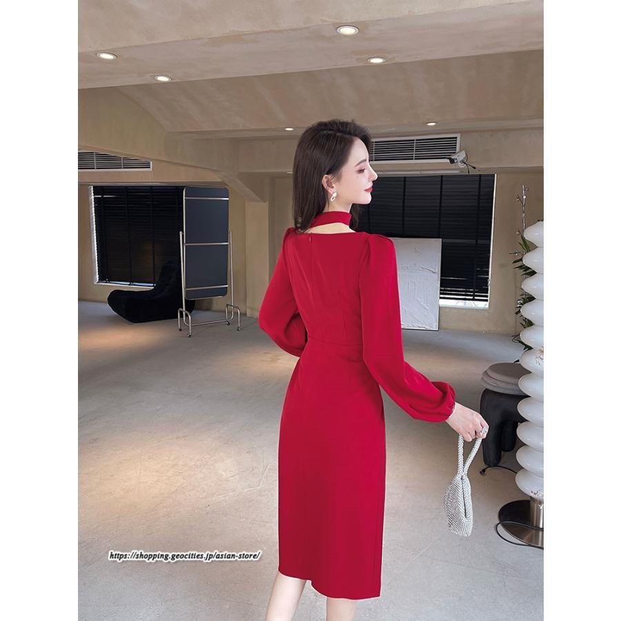 タイト | セクシーワンピース 二次会ワンピース 上品 高級感 ワンピース 長袖 タイトワンピース スリム 美ライン スリット お呼ばれワンピース 結婚式 オフィス 通勤