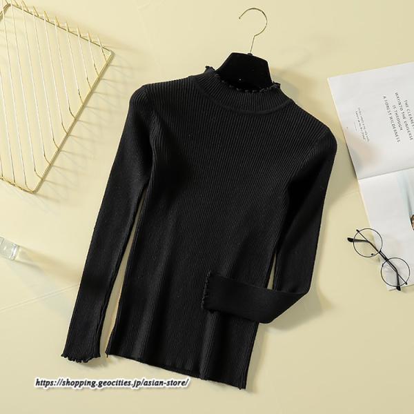 ニット・セーター | カットソー ニット レディース リブニット 長袖 秋冬 春 トップス スリム ストレッチ インナー 無地 着痩せ 通学通勤 長袖カットソー プルオーバー 長袖ニット