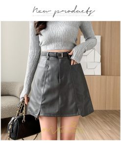 スカート | ミニ秋冬 レザー 無地 レディース 40代 Aライン 30代 20代 50代 着痩せ 通勤 オシャレ カジュアル オフィス OL 着痩せ ベルト付き