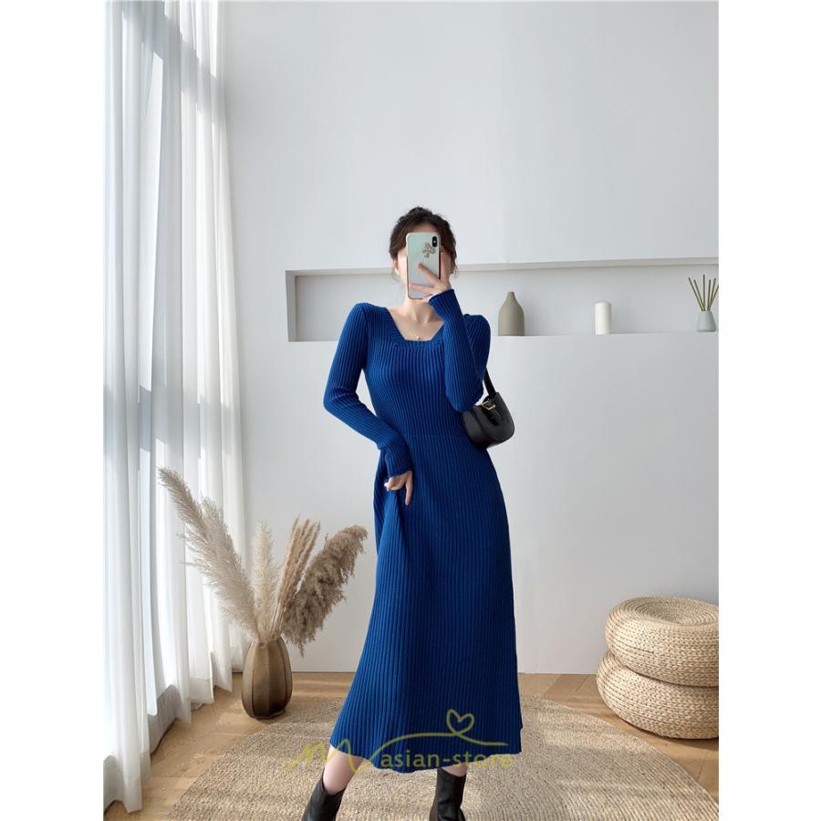 ニットワンピース | ワンピース 秋 秋服 レディース ニット ロングワンピース ロング 長袖 冬 冬服 Aライン 着痩せ 大人上品 お出かけ デート エレガント 送料無料 20代30代40代