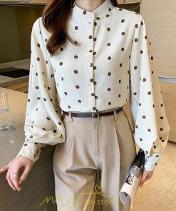 シャツ・ブラウス | シャス ブラウス 春夏 秋 シフォン レディース 長袖 フォーマル オフィス 入学式 入園式 ドット柄 外出 お出かけ ビジネス 20代30代40代50代 通勤 OL