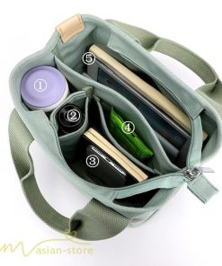 女性用バッグ | ミニトートバッグ レディース 仕切り キャンバス 帆布 ランチバッグ シンプル おしゃれ 通勤 通学 3つ仕切り マザーズバッグ かわいい おしゃれ 収納 多機能