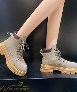 ショートブーツ | レディース ブーティー 太ヒール ブーツ ショートヒール カジュアル レースアップ コスプレ靴 厚底 歩きやすい ローヒール靴 編み上げブーツ