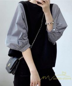 ｔシャツ・カットソー | 長袖ブラウス レディース Tシャツ 秋物 切替ブラウス 切替Tシャツ トップス 七分袖 長袖 夏秋物 ドッキングTシャツ 20代30代 長袖Tシャツ ドッキングブラウス