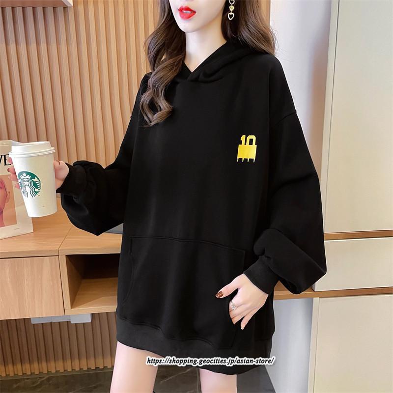 パーカー | レディース 秋 長袖 体型カバー スウェット トレーナー プルオーバー 厚手 後ポケット外し可 トップス 50代 40代 春 30代 おしゃれ 20代 フード