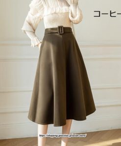 スカート | レディース 秋 冬 秋冬 ミモレ丈 膝丈 ロング 無地 ミディアム丈 ひざ丈 厚手 Aライン ハイウエスト 2022年秋冬 通学 暖か おしゃれ 通勤 ラシャ