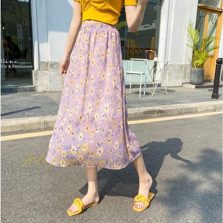 スカート | レディース シフォン フレア マキシ ロングウエストゴム マキシ花柄 ゆったり 20代30代40代50代 通勤通学 普通着 お出かけ お呼ばれ