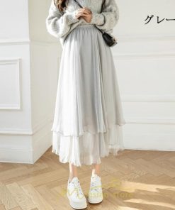 スカート | ロングレディース お花見 レディース チュール体型カバー おしゃれ 無地 可愛い カジュアル 30代 40代 20代 50代 韓国風
