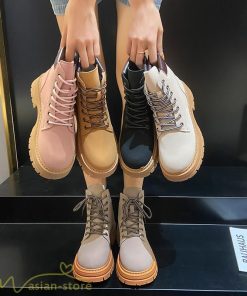 ショートブーツ | レディース ブーティー 太ヒール ブーツ ショートヒール カジュアル レースアップ コスプレ靴 厚底 歩きやすい ローヒール靴 編み上げブーツ