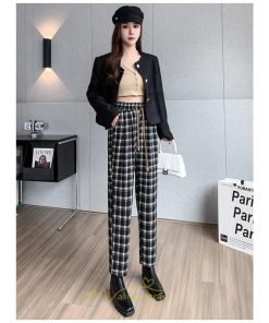 チノ・テーパード・ジョガー・スキニーパン | テーパードパンツ パンツ レディース ボトムス 美脚 楽ちん 体型カバー チェック柄 ハイウエスト お出掛け 20代 10代 細見え 高見え 送料無料 脚長 ロング