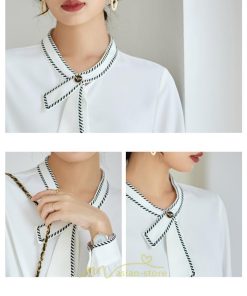 シャツ・ブラウス | ブラウス レディース 長袖 50代 白 シャツ ゆったり トップス きれいめ フォーマル 上品 フェミニン 高品質 20代 スカーフタイ 40代 通勤 シフォン OL 30代