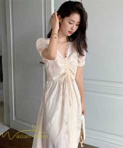 ミディアム | ワンピース レディース 着痩せ 上品 半袖 Aラインワンピース シフォン カジュアル 膝丈 きれいめ おしゃれ Vネック 上品 40代 30代 20代 サマーワンピース