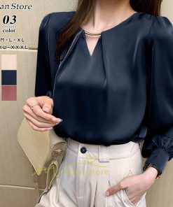 シャツ・ブラウス | ブラウス レディース きれいめ 40代 春夏秋新作 オシャレシフォンブラウス Vネックシャツ パフスリーブ 長袖トップス 通勤OL 大人 シャツ30代 ゆったり 50代