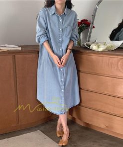マキシ | ワンピース シャツワンピース ロングデニムシャツワンピース 韓国ファッション 20代30代40代50代 着回し 通勤通学 上品 着痩せ お出かけ 激売れ カジュアル