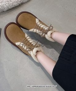 ブーツ | ムートンレディース ショート 編み上げ ボア ショート裏起毛 暖かい もこもこ 痛くない 人気 防寒 秋 歩きやすい 冬 おしゃれ 痛くない