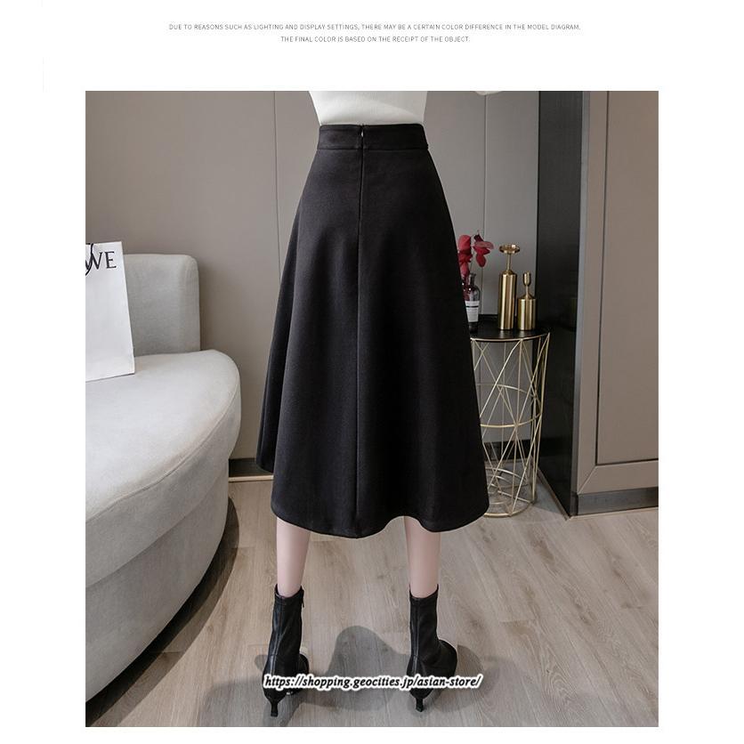 スカート | レディース ロングフレアAラインボトムス ラシャ 秋冬 暖か カジュアル お洒落 大人 可愛い 50代 30代 20代 着痩せ 40代