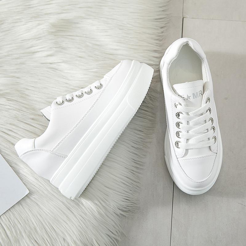 スニーカー | 厚底シューズ レディース 厚底 レースアップ ラウンドトゥ ウォーキングシューズ 靴 白 シューズ 厚底スニーカー ローカット スポーツ 黒