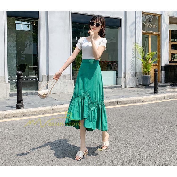 スカート | ボトムス レディース きれいめ 40代 30代 春秋 ロング丈 綿おしゃれ カジュアル 無地 通勤 OL 韓国風 通学 不規則 お出かけ 夏物 上品 着痩せ